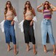 Amazon cross-border 2025 new slit denim skirt for women, high-waisted, washed American-style A-line midi skirt Amazon cross-border 2025 new slit denim skirt for women, high-waisted, washed American-style A-line midi skirt
