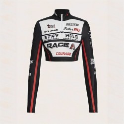 Motorcycle girl long-sleeved slimming top, racing suit, warm and comfortable motorcycle off-road riding sweatshirt jacket.
