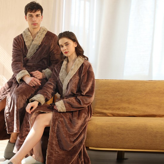 Amazon European-sized plus-size flannel robe for women, winter, men's coral fleece couple's bathrobe, thickened and long, autumn and winter. Amazon European-sized plus-size flannel robe for women, winter, men's coral fleece couple's bathrobe, thickened and long, autumn and winter.