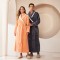 Autumn and Winter Thickened Baby Fleece Couples' Nightgowns for Women, Extra-Long Pineapple Plaid Flannel Bathrobes for Men, Plus-Size