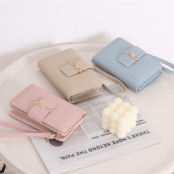 2025 solid color new wallet Women's medium-sized bag with a bow-knot, stylish, large capacity, small, fresh, and simple coin purse.