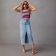 Amazon cross-border 2025 new slit denim skirt for women, high-waisted, washed American-style A-line midi skirt Amazon cross-border 2025 new slit denim skirt for women, high-waisted, washed American-style A-line midi skirt