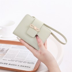2025 new women's short wallet, Korean style, cute, portable, handbag, foldable zippered, student coin purse.
