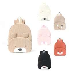 Best-selling cross-border corduroy backpack, student casual cartoon backpack, large capacity, cute bear backpack, plush bag
