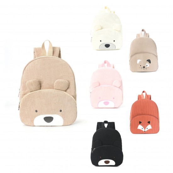 Best-selling cross-border corduroy backpack, student casual cartoon backpack, large capacity, cute bear backpack, plush bag