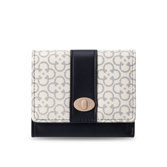New women's short wallet, fresh-looking, floral print, PU clasp, zippered, multifunctional, student coin purse. New women's short wallet, fresh-looking, floral print, PU clasp, zippered, multifunctional, student coin purse.