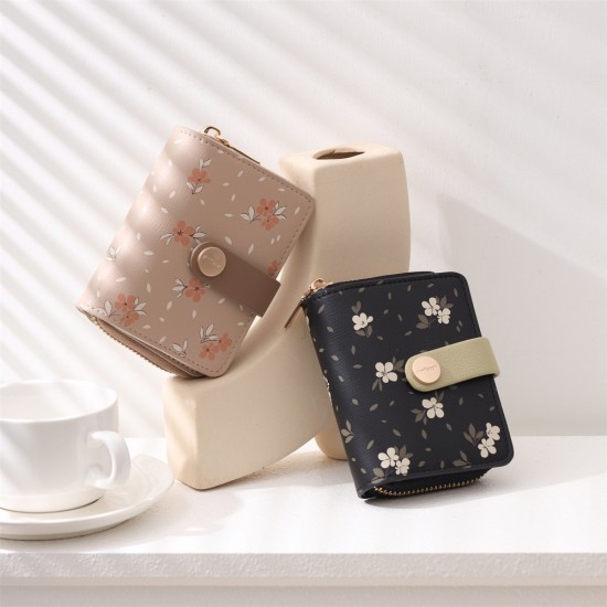 Cross-border Korean-style fashionable printed zippered accordion multi-card slot student wallet, women's wallet, ready for wholesale.