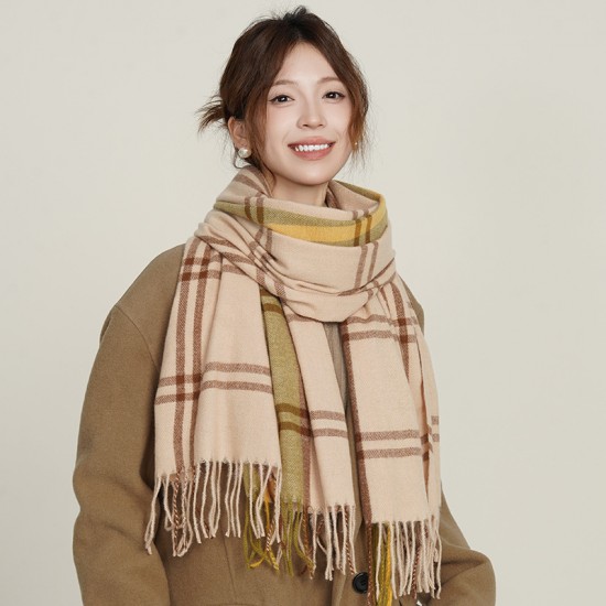 2025 New Women's High-end Faux Cashmere Versatile Neck Scarf, Autumn and Winter Warmth, Cross-border Elegant Plaid Shawl 2025 New Women's High-end Faux Cashmere Versatile Neck Scarf, Autumn and Winter Warmth, Cross-border Elegant Plaid Shawl