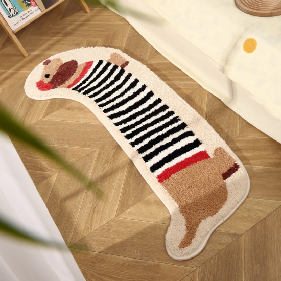 Cute puppy-shaped bedroom bedside rugs, long strips, children's room floor mats, flocked mats for seating and flooring Cute puppy-shaped bedroom bedside rugs, long strips, children's room floor mats, flocked mats for seating and flooring