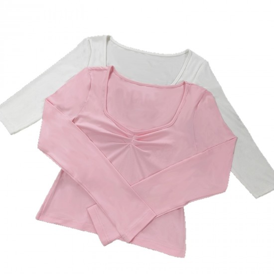European and American cross-border women's clothing: New summer sexy, stylish, slim-fitting, navel-baring solid color long-sleeved top, T-shirt for women. European and American cross-border women's clothing: New summer sexy, stylish, slim-fitting, navel-baring solid color long-sleeved top, T-shirt for women.