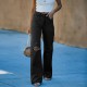 European and American Cross-Border 2025 Spring/Autumn New High-Waisted Slimming Ripped Straight-Leg Jeans for Women: In Stock