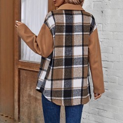 Foreign Trade European and American Fashion Lapel Plaid Long Sleeve Jacket: 2025 Autumn and Winter Women's Single-Breasted Versatile Casual Jacket