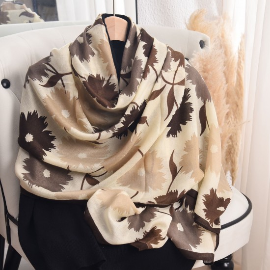 Faux cotton and linen silk scarves for women, fashionable, thin, pastoral style, floral print, high-end, elegant shawls for spring and summer Faux cotton and linen silk scarves for women, fashionable, thin, pastoral style, floral print, high-end, elegant shawls for spring and summer