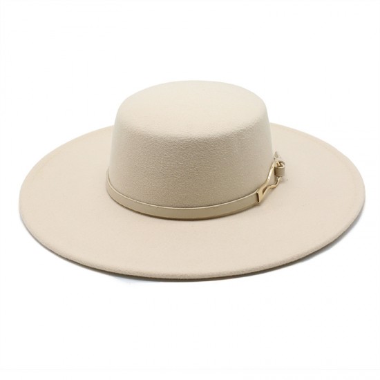 2021 New Retro Black Wide-Brimmed Wool Flat-Top Hats for Women, Autumn and Winter British Style Versatile Panama Hats 2021 New Retro Black Wide-Brimmed Wool Flat-Top Hats for Women, Autumn and Winter British Style Versatile Panama Hats