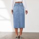 Factory direct sales, foreign trade, 2025 American retro non-stretch denim shorts Women's midi-length slit skirt Factory direct sales, foreign trade, 2025 American retro non-stretch denim shorts Women's midi-length slit skirt