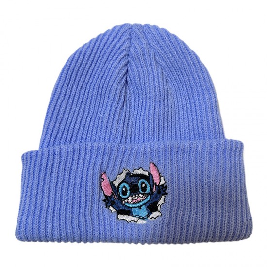 New Cross-Border Stitch Embroidered Knitted Hat, Autumn/Winter Outdoor Warm Men's and Women's Cartoon Anime Beanie