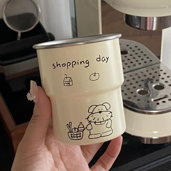 INS mint head puppy ceramic mug, creative cartoon hook coffee mug, spring water cup, 340ml