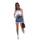 Factory direct sales: 2022 rolled-hem elastic waist, hip-lifting jeans, European and American trendy shorts Factory direct sales: 2022 rolled-hem elastic waist, hip-lifting jeans, European and American trendy shorts