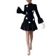 New Autumn and Winter 2025 Elegant Slim Fit Miniskirt: Fashionable Elegant Bell Sleeve, Floral Half-High Neck Spliced ​​Dress for Women
