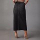 Amazon cross-border 2025 new slit denim skirt for women, high-waisted, washed American-style A-line midi skirt Amazon cross-border 2025 new slit denim skirt for women, high-waisted, washed American-style A-line midi skirt