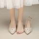 Women's shoes, 2024 summer new models, versatile square-toed open-toed rhinestone mid-heeled flip-flops, influencer sandals, and half-slip flip-flops.