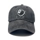 AliExpress Cross-border New Solid Color Washed Baseball Cap Heart dog paw print outdoor sun protection baseball cap