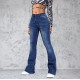 Factory direct sales, 2025 spring and summer new European and American cross-border washed jeans for women, slim-fitting, slightly flared pants