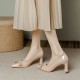 2025 spring/summer new patent leather, pointed-toe, mid-heeled sandals for women, matching skirts. 2025 spring/summer new patent leather, pointed-toe, mid-heeled sandals for women, matching skirts.