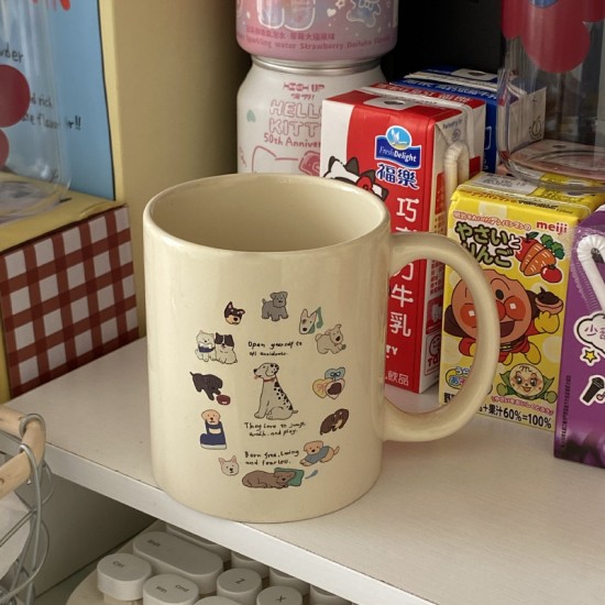 Korean Instagram cartoon koala bear glass, heat-resistant simple milk cup, niche creative gift.