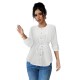 European and American mid-sleeved open shirt for women, 2025 spring and autumn new style, elegant casual round-neck drawstring waisted top