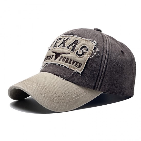 New Cross-border TEXAS Embroidered Baseball Cap, Washed and Distressed Patchwork Embroidered Baseball Cap, Outdoor Retro Sun Visor New Cross-border TEXAS Embroidered Baseball Cap, Washed and Distressed Patchwork Embroidered Baseball Cap, Outdoor Retro Sun Visor