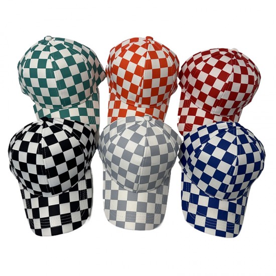 Cross-border new sports baseball cap, a stylish, unisex checkerboard peaked cap, a trendy outdoor sun protection hat.