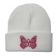 New cross-border men's and women's autumn and winter trendy pink knitted hats with cute butterfly embroidery, warm pullovers for students. New cross-border men's and women's autumn and winter trendy pink knitted hats with cute butterfly embroidery, warm pullovers for students.