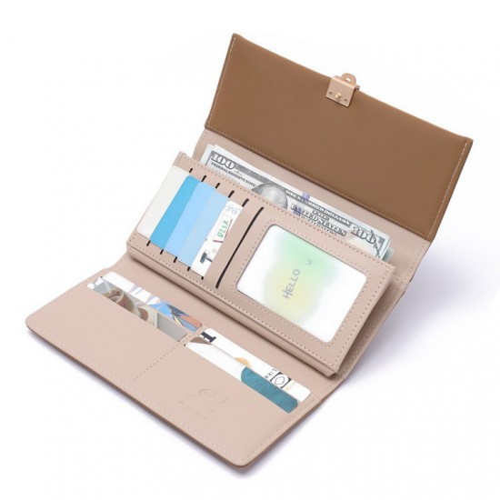 PRETTYZYS New Long Wallet for Women, Japanese and Korean Style Frosted Buckle and Folding Long Clutch and Card Holder PRETTYZYS New Long Wallet for Women, Japanese and Korean Style Frosted Buckle and Folding Long Clutch and Card Holder