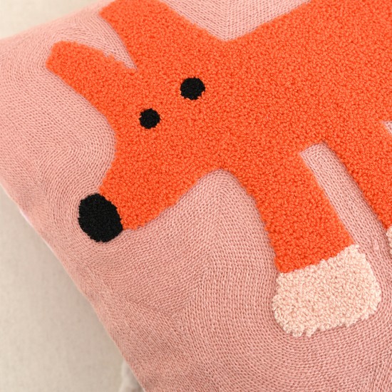 Nordic ins animal embroidery living room sofa cushion, cute model room headboard backrest pillow cover Nordic ins animal embroidery living room sofa cushion, cute model room headboard backrest pillow cover