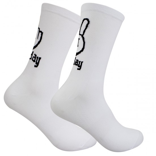European and American Instagram-style Korean-style mid-calf socks. Hip-hop hook couple socks, black and white, with a kiwi fruit brand.