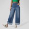 2025 Spring new European and American cross-border fashionable high-waisted straight-leg jeans with cuffed hems for women, casual wide-leg pants.