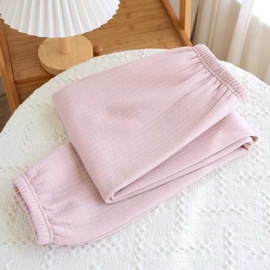 Women's spring and autumn pajamas, pure cotton double-layered cotton gauze crepe, long-sleeved trousers, thin lapel, soft two-piece loungewear set
