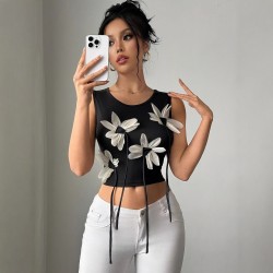 European and American cross-border printed sleeveless skirt, 2025 summer new casual, fashionable, busty, strappy dress