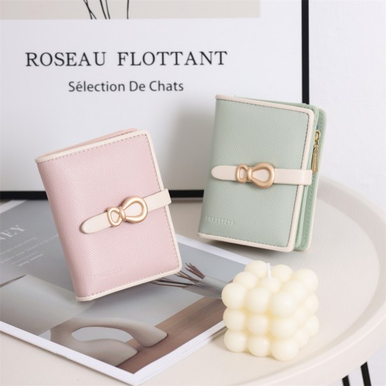 New Cross-Border Short Wallet, Simple and Contrast-Color Women's Fashionable Closure Folding Multifunctional Coin Purse New Cross-Border Short Wallet, Simple and Contrast-Color Women's Fashionable Closure Folding Multifunctional Coin Purse