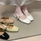 Color-blocked retro chic! Square-toed suede single-strap wedge slippers for women, Korean-style summer open-toe high-heeled sandals.