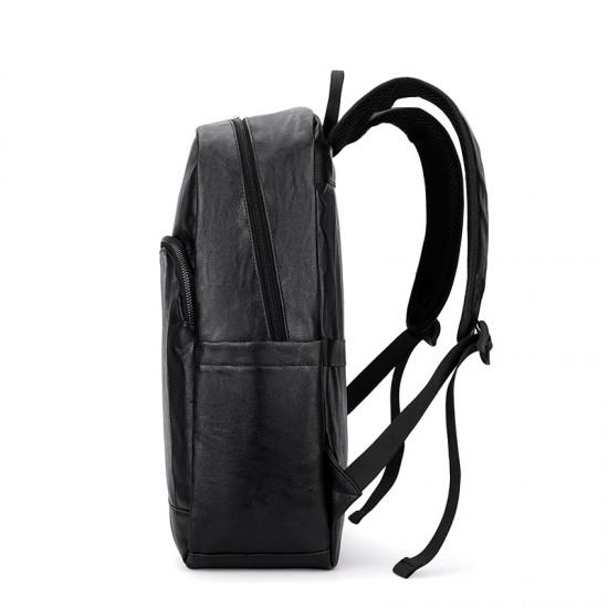 New cross-border men's PU leather backpack, simple and lightweight business travel bag, business casual, large capacity laptop bag