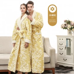 Autumn and Winter 2021 Waisted Baby Fleece Couples' Nightgowns for Men and Women, Thickened Plus-Size Bathrobes and Pajamas, Extra-Long White Robes