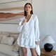 2025 summer new style lace-up shirt and shorts two-piece suit for women, French-style loose-fitting flared sleeve casual top and shorts set