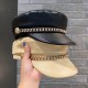 Chained leather beret for women, British retro octagonal hat, Japanese influencer Korean style, versatile PU leather painter hat Chained leather beret for women, British retro octagonal hat, Japanese influencer Korean style, versatile PU leather painter hat