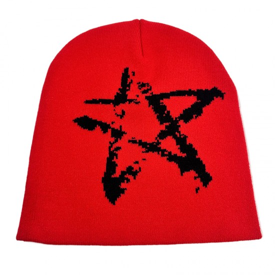 Cross-border New Five-pointed Star Hat, Fall/Winter Korean Fashion, Versatile Beanie, Fall/Winter Cold Protection and Warm Knitted Hat Trend