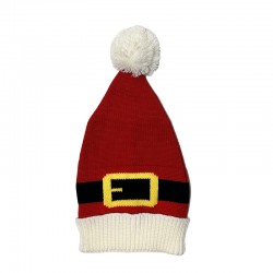Christmas hat with pom-pom, Santa Claus belt hat, knitted wool hat, Christmas party accessory, women's pullover hat