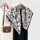 French elegant spring and autumn retro, niche, floral print square scarves, trendy, high-end, sun-protective shawls French elegant spring and autumn retro, niche, floral print square scarves, trendy, high-end, sun-protective shawls