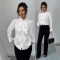 European and American women's shirts for Spring/Autumn 2025: French-style long-sleeved top with a 3D bow detail.