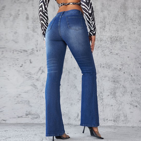 Factory Direct Foreign Trade European and American Cross-Border 2025 Spring New Women's Jeans: Slim Fit, Elegant Commuter Bootcut Jeans Factory Direct Foreign Trade European and American Cross-Border 2025 Spring New Women's Jeans: Slim Fit, Elegant Commuter Bootcut Jeans